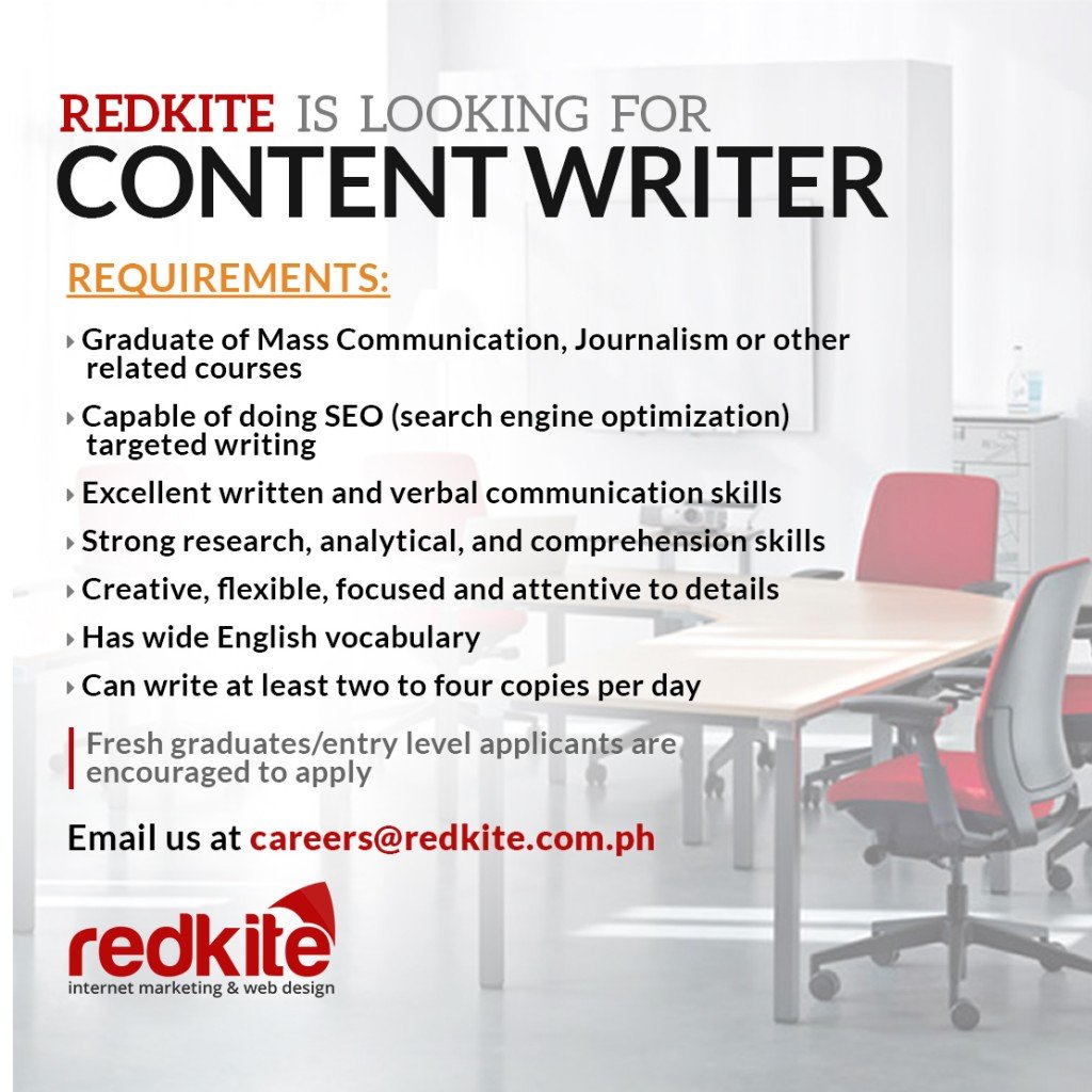 Content Writer Hiring – Redkite Philippines
