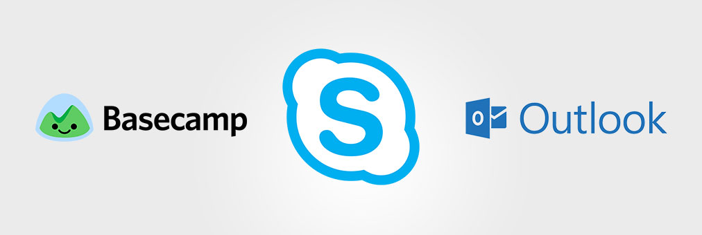 Basecamp, Skype, Outlook logos